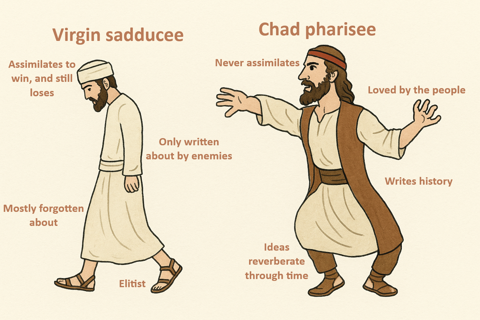 Virgin vs. chad, Second Temple Era edition